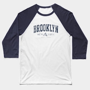 Brooklyn NY Arched Distressed Retro Print Baseball T-Shirt